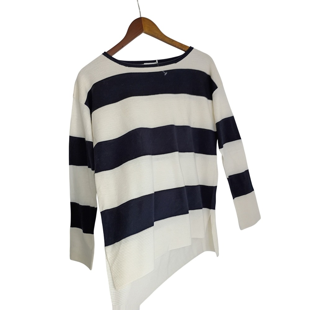 Vince Nautical Navy Cream Striped Cashmere Blend Ribbed Sweater S NWOT $365